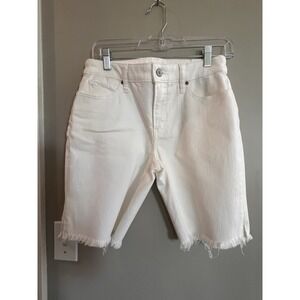 Chico's‎ So Slimming White Denim Frayed Hem Girlfriend Shorts Size 00 NWT $75.50